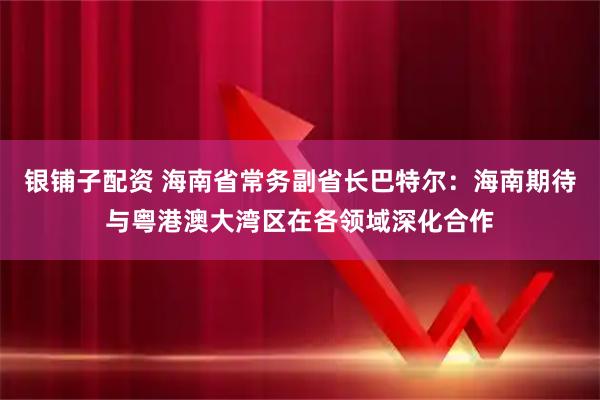 银铺子配资 海南省常务副省长巴特尔：海南期待与粤港澳大湾区在各领域深化合作